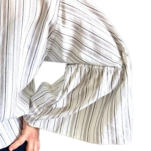 Lavender Field Tie Front Bell Sleeve V-Neck Boho Top - Picture 5 of 5